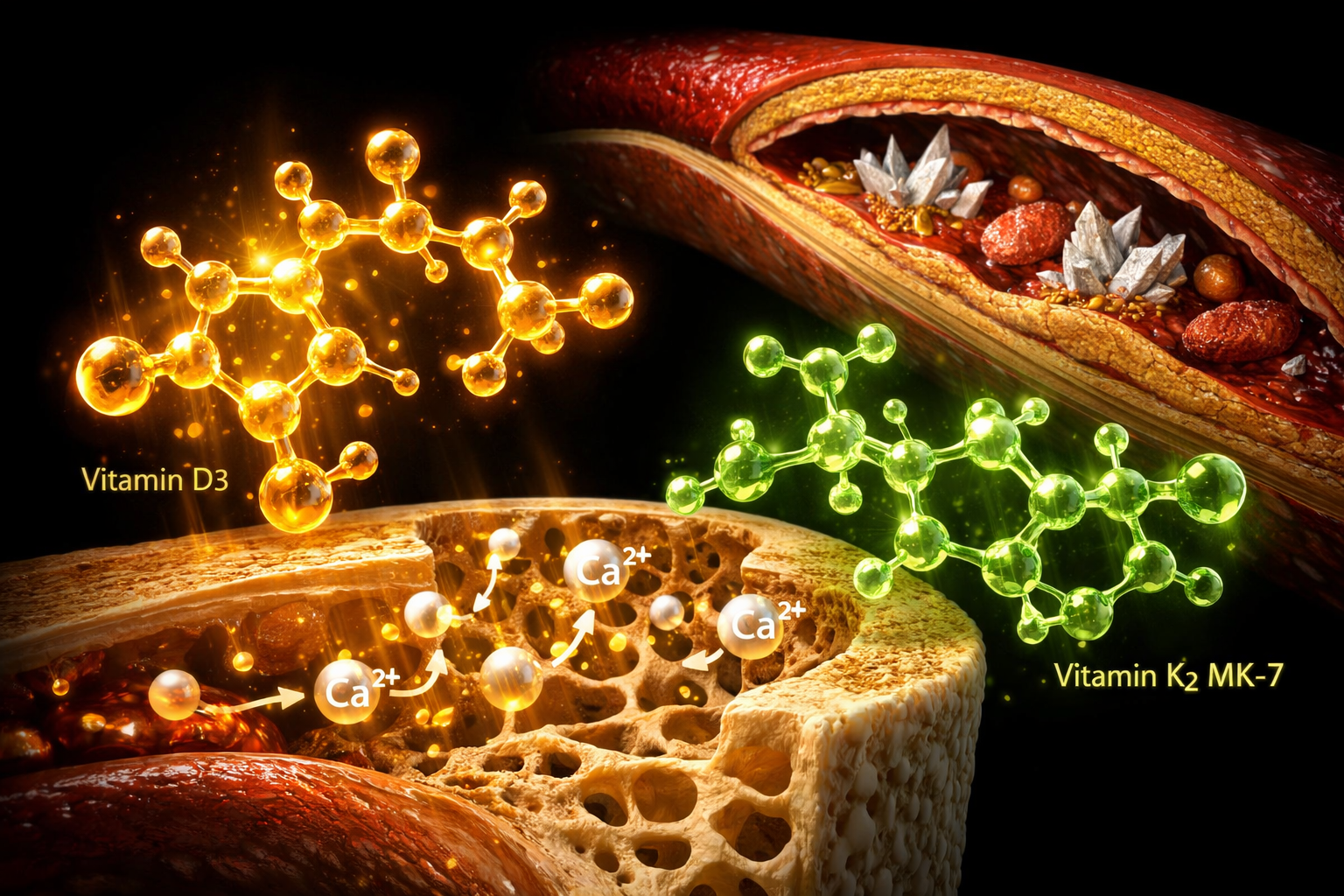 Vitamin D3 and K2 molecular structure