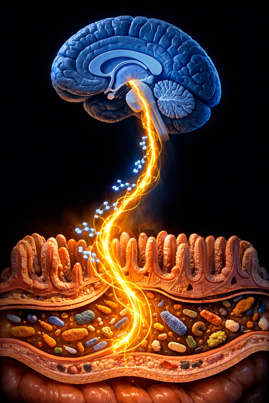 Gut-brain axis connection illustration