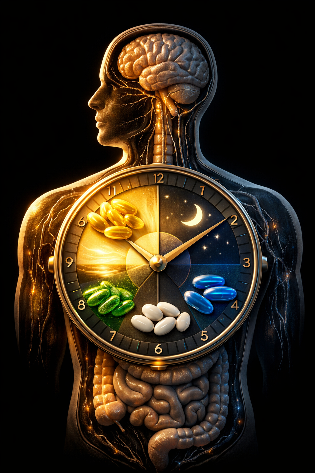 Supplement timing schedule with clock and capsules